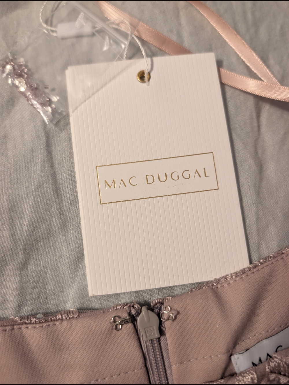 NWT Mac Duggal Embroidered Long Sleeve Evening Gown Dusty Rose Mauve Size 4 $698 - Picture 5 of 7